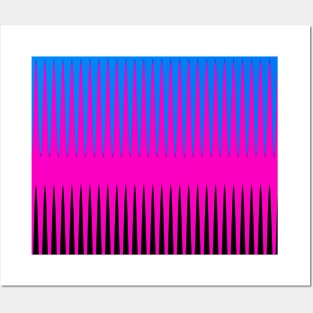 Wave Design Pink Blue and Black Posters and Art